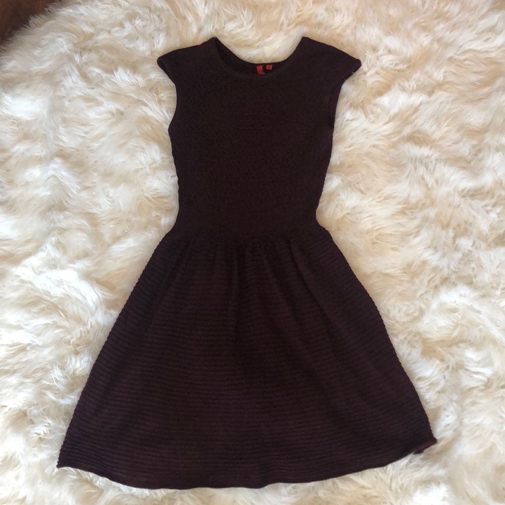 Burgundy Sweater Dress Flared Bottom